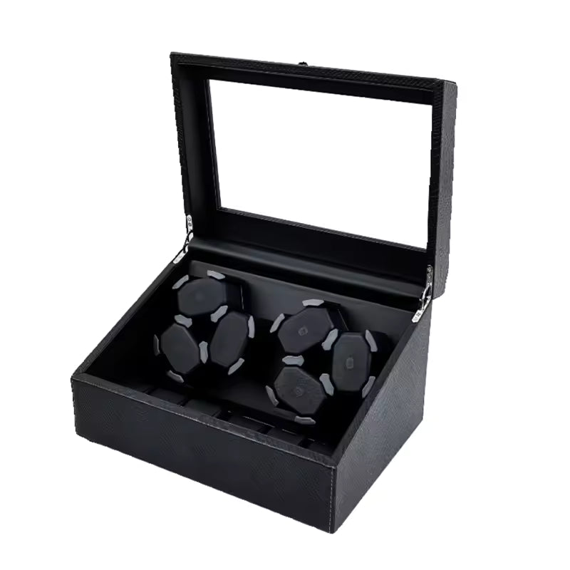 3+3 / 6+6 Slots Luxury PU Leather Automatic Watch Winder -  Rotating Display Watch Box