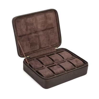8/10/12 Slots Vintage Leather Watch Box - Travel Organizer Gift for Men & Women