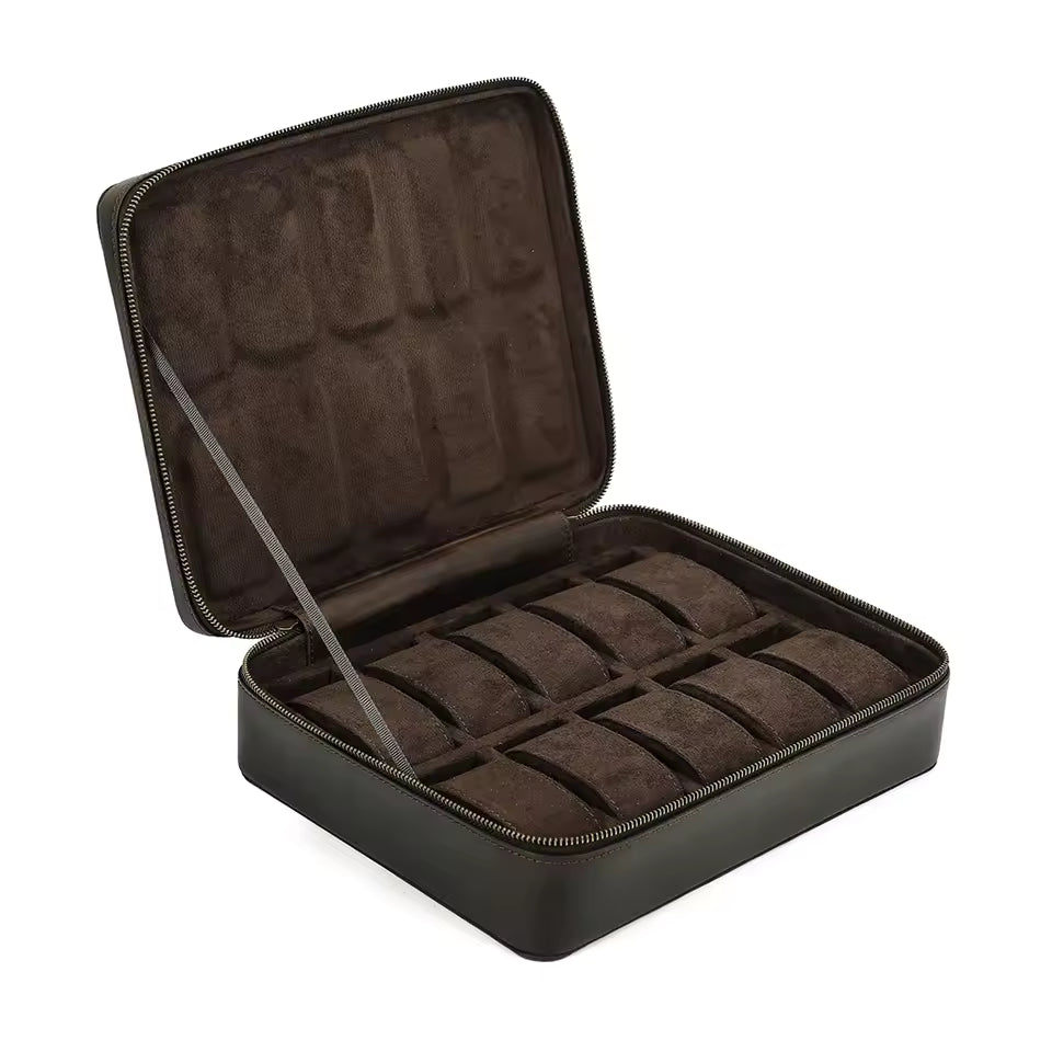 8/10/12 Slots Vintage Leather Watch Box - Travel Organizer Gift for Men & Women