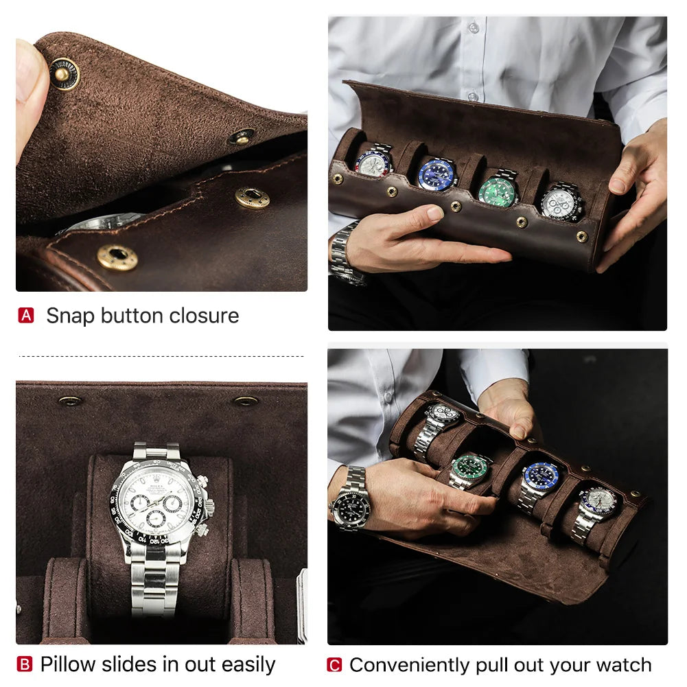 3 Slot Genuine Leather Watch Box High Quality Travel Storage and Gif Lux Watch Care