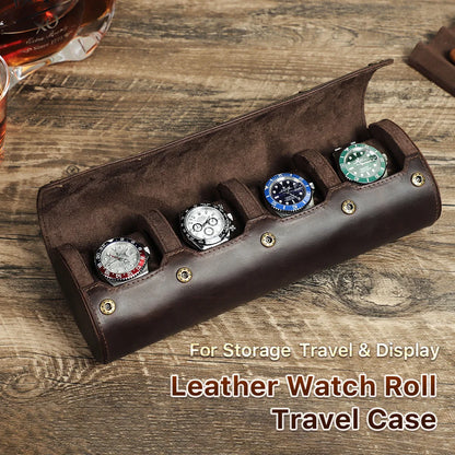 3-Slot Genuine Leather Watch Box - High-Quality Travel Storage and Gift Case for Men