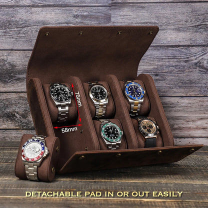 3-Slot Genuine Leather Watch Box - High-Quality Travel Storage and Gift Case for Men