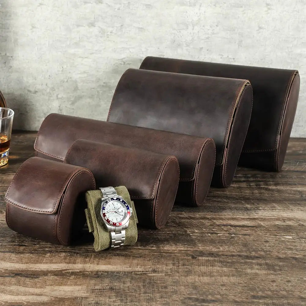 Vintage Genuine Leather Watch Roll 1/2/3/4/6/8 Slot Portable Travel Case and Organizer