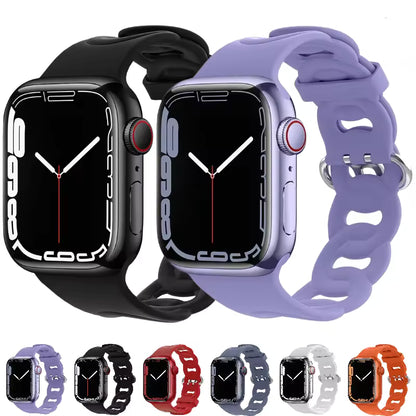 Silicone Sports Bracelet for Apple Watch band iWatch Series 10/9/8/7/Ultra/6/5/4/SE
