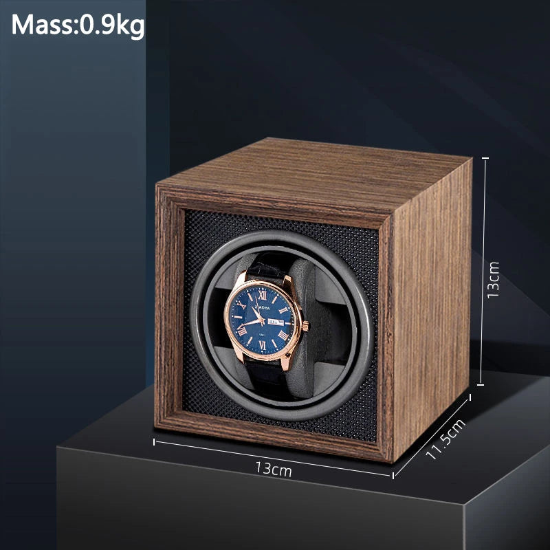 Vertical Wooden Watch Winder Box - Automatic Mechanical Watch Case with 3 Adjustable Gears