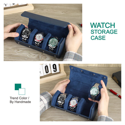 Luxury Green Genuine Leather Watch Roll - Travel Watch Case and Storage Gift Box