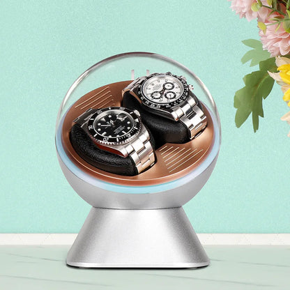 Automatic Watch Winder for Rolex - Dual Watch Rotator with Silent Motor, Glass Display, and USB Power