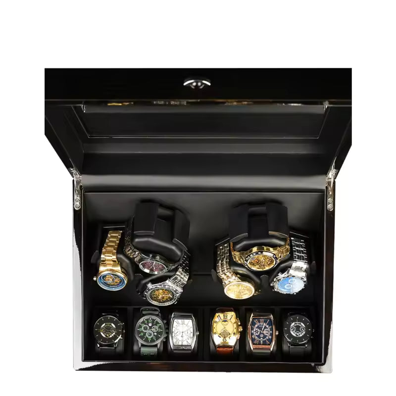 3+3 / 6+6 Slots Automatic Watch Winder - Luxury Watch Box for Men and Women