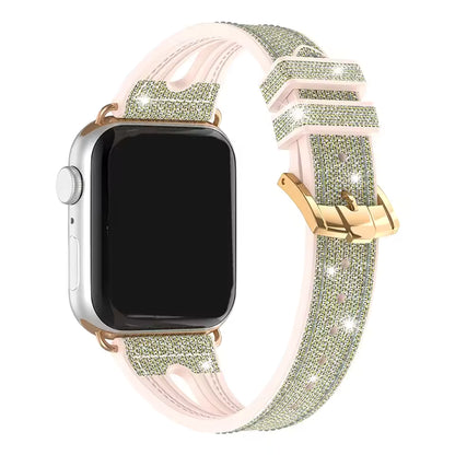 Bling Soft Silicone Glitter Bracelet for Apple Watch Band 46mm 45 44mm 42mm 41mm 40mm Series 11/10/9/8/7/6/5/4/SE