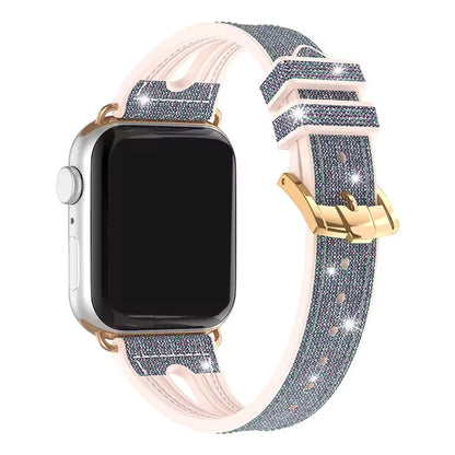 Bling Soft Silicone Glitter Bracelet for Apple Watch Band 46mm 45 44mm 42mm 41mm 40mm Series 11/10/9/8/7/6/5/4/SE