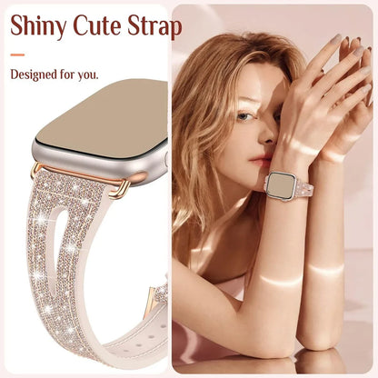 Bling Soft Silicone Glitter Bracelet for Apple Watch Band 46mm 45 44mm 42mm 41mm 40mm Series 11/10/9/8/7/6/5/4/SE