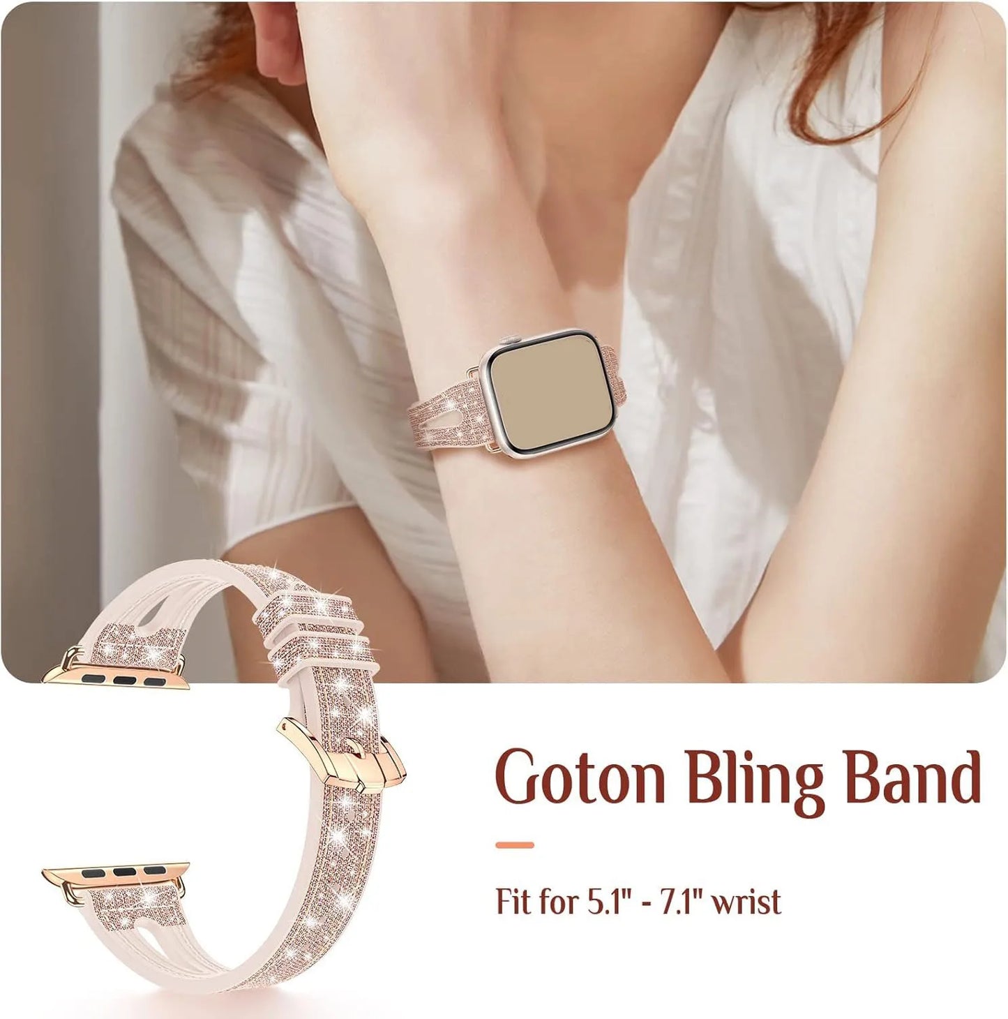 Bling Soft Silicone Glitter Bracelet for Apple Watch Band 46mm 45 44mm 42mm 41mm 40mm Series 11/10/9/8/7/6/5/4/SE