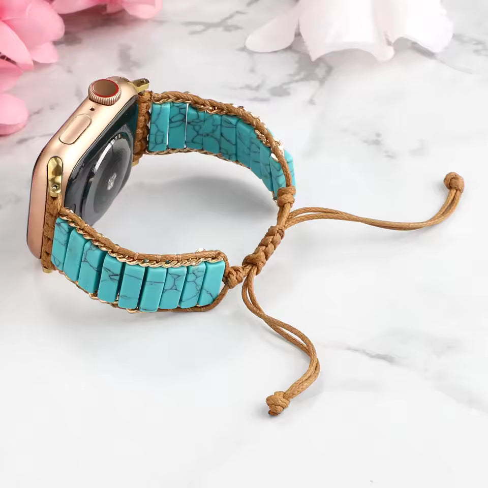 Bohemian Natural Stone Braided Bracelet for Apple Watch iWatch Ultra2 Band 49mm 46mm 45mm 44mm 41mm 40mm Series 10/9/8/7/6/5/4/SE