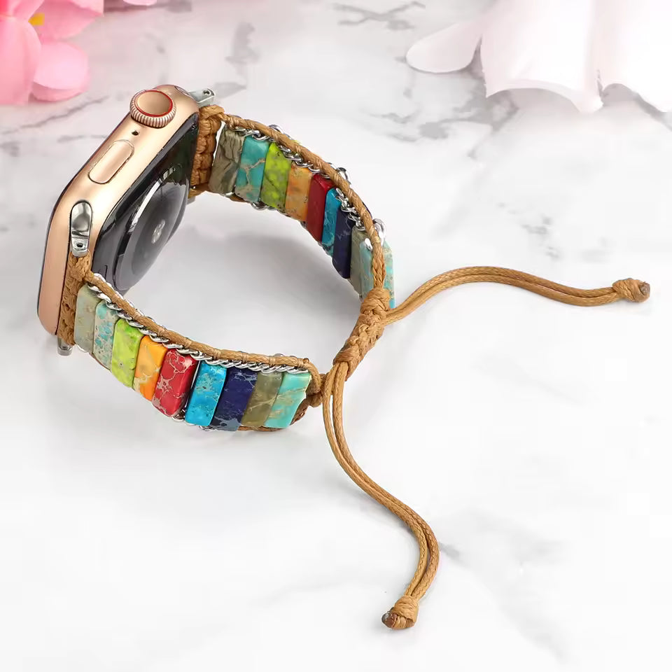 Bohemian Natural Stone Braided Bracelet for Apple Watch iWatch Ultra2 Band 49mm 46mm 45mm 44mm 41mm 40mm Series 10/9/8/7/6/5/4/SE
