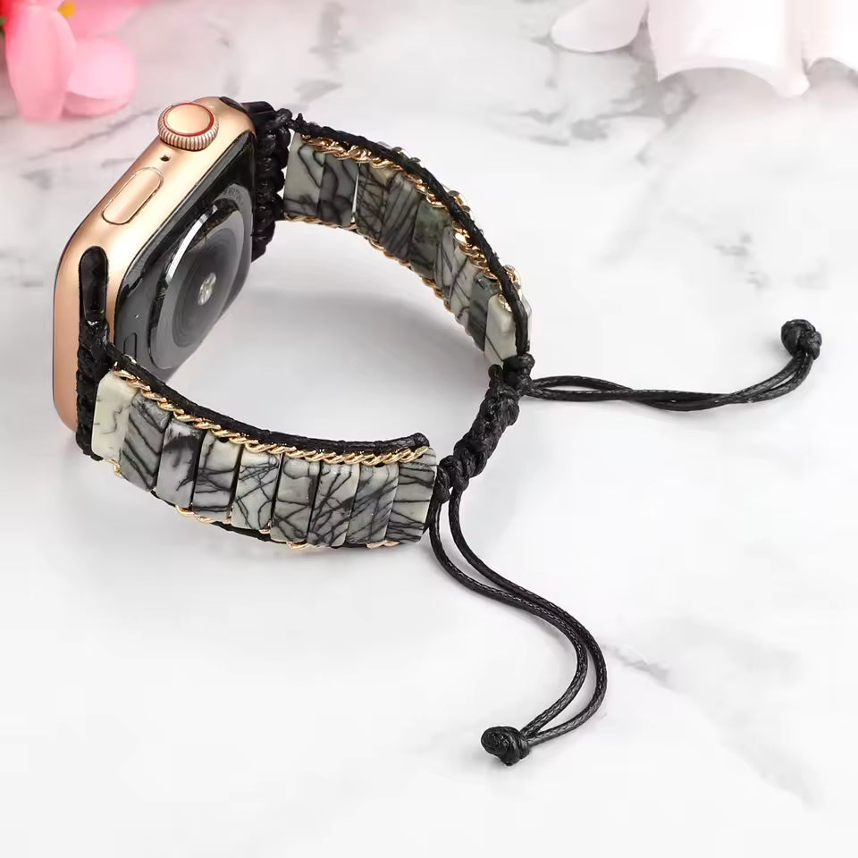Bohemian Natural Stone Braided Bracelet for Apple Watch iWatch Ultra2 Band 49mm 46mm 45mm 44mm 41mm 40mm Series 10/9/8/7/6/5/4/SE