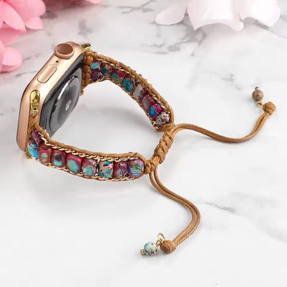 Bohemian Natural Stone Braided Bracelet for Apple Watch iWatch Ultra2 Band 49mm 46mm 45mm 44mm 41mm 40mm Series 10/9/8/7/6/5/4/SE