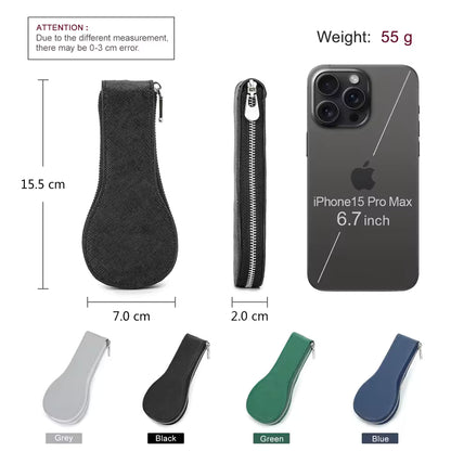 Genuine Saffiano Leather Single Slot Watch Case with Zipper - Portable Travel Watch Organizer