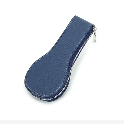 Genuine Saffiano Leather Single Slot Watch Case with Zipper - Portable Travel Watch Organizer