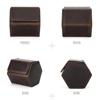 Cowhide Leather Single Slot Watch Roll Case - Travel Portable Watch Case
