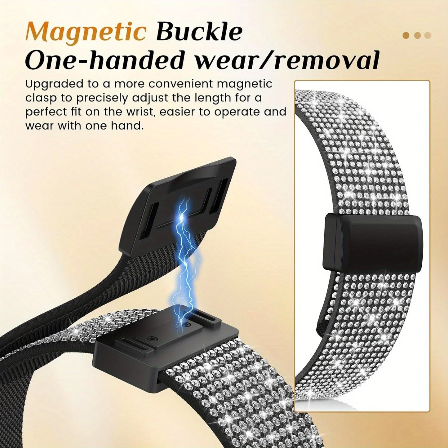 Diamond Bling Nylon Magnetic Bracelet for Apple Watch Ultra3 Band 46mm 45mm 42mm 40mm Series 11/10/9/8/7/6/5/4/3/SE