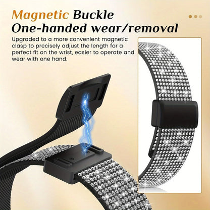 Diamond Bling Nylon Magnetic Bracelet for Apple Watch Ultra3 Band 46mm 45mm 42mm 40mm Series 11/10/9/8/7/6/5/4/3/SE