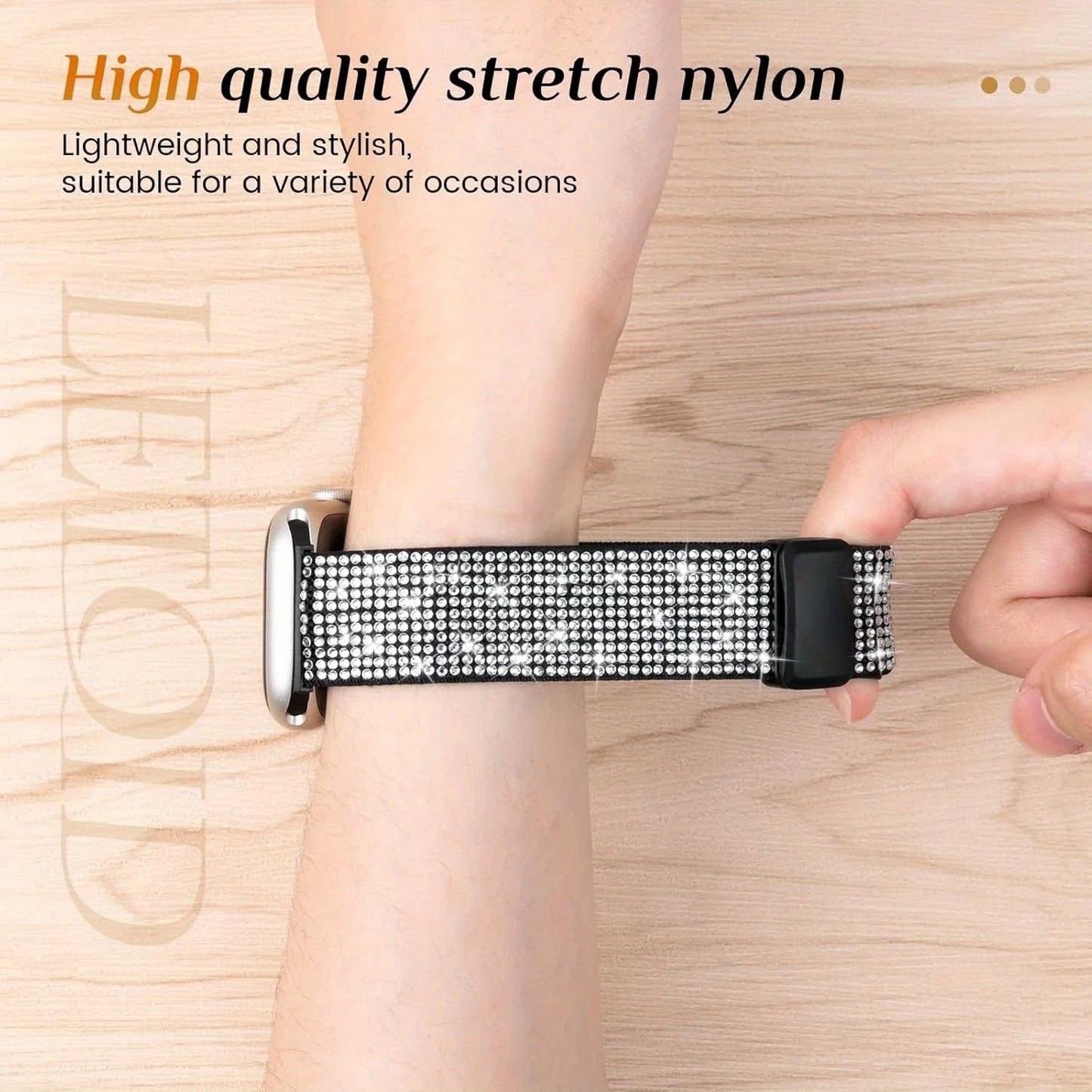 Diamond Bling Nylon Magnetic Bracelet for Apple Watch Ultra3 Band 46mm 45mm 42mm 40mm Series 11/10/9/8/7/6/5/4/3/SE