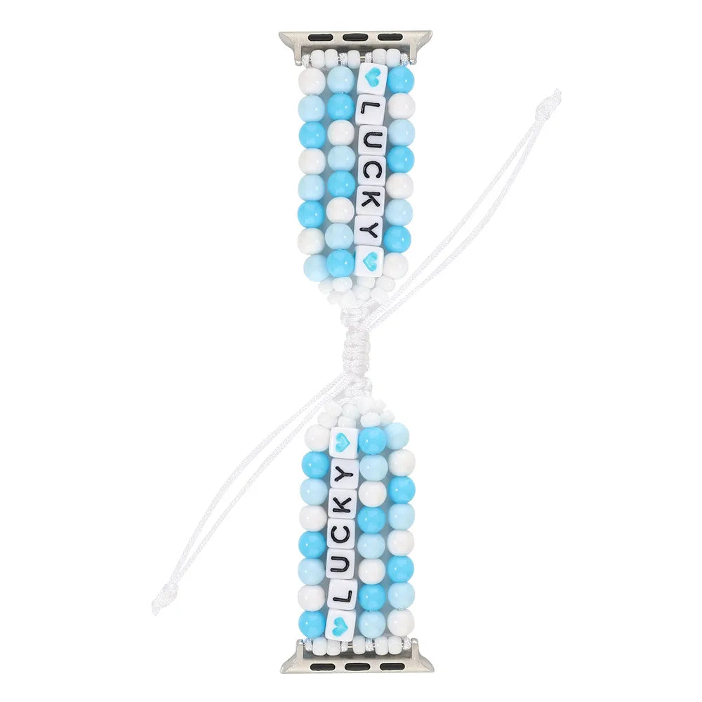 DIY Beads Braided Bracelet for Apple Watch iWatch Ultra2 Band 49mm 45mm 41mm 44mm 40mm 46mm 42mm Series 10/9/8/7/6/5/4/SE