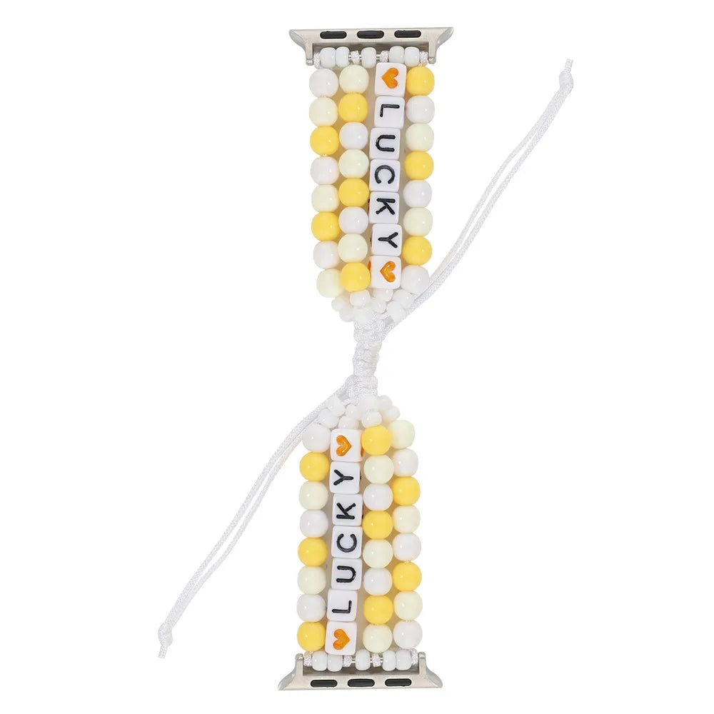 DIY Beads Braided Bracelet for Apple Watch iWatch Ultra2 Band 49mm 45mm 41mm 44mm 40mm 46mm 42mm Series 10/9/8/7/6/5/4/SE