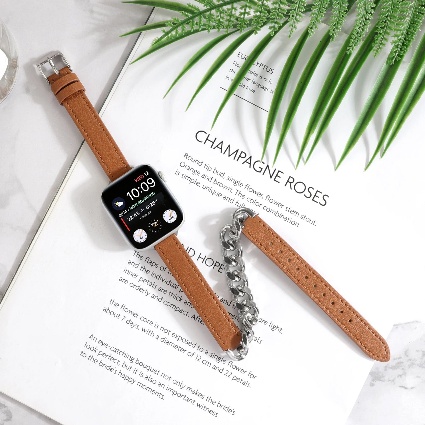 Double Loop Leather Strap for Apple Watch Band iWatch Series Ultra2/10/9/8/7/6/5/4/SE