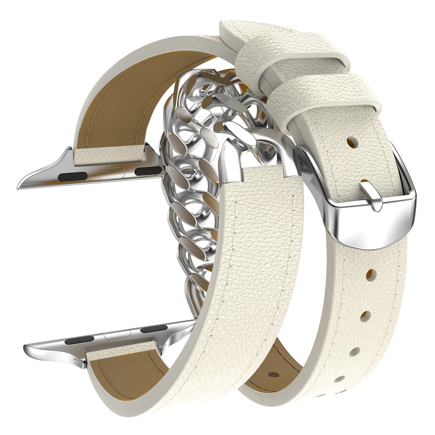 Double Loop Leather Strap for Apple Watch Band iWatch Series Ultra2/10/9/8/7/6/5/4/SE