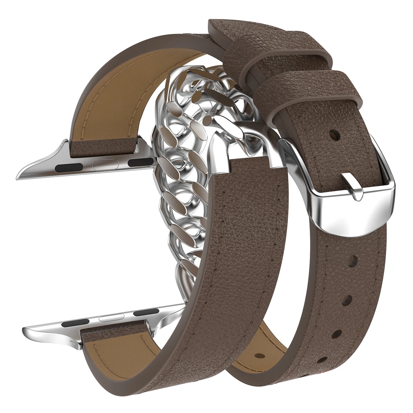 Double Loop Leather Strap for Apple Watch Band iWatch Series Ultra2/10/9/8/7/6/5/4/SE