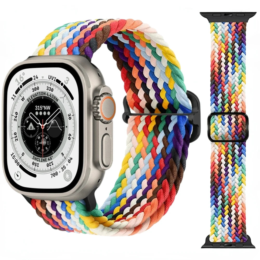 Elastic Braided Nylon Bracelet for Apple Watch Band iWatch Series Ultra/11/10/9/8/7/4/5/6/SE