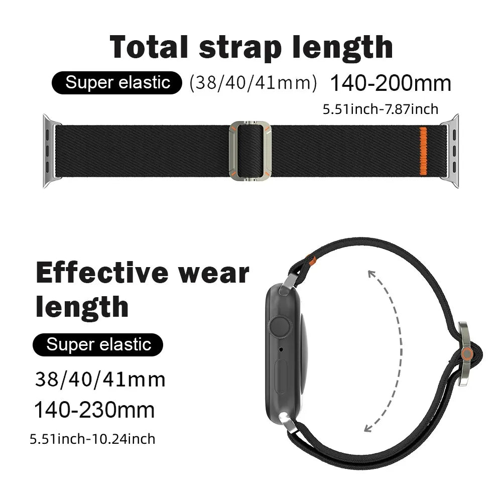 Nylon Elastic Strap for Apple Watch Ultra Band 46mm 45mm 44mm 42mm 49mm 40mm 41mm Series 11/10/9/8/7/6/5
