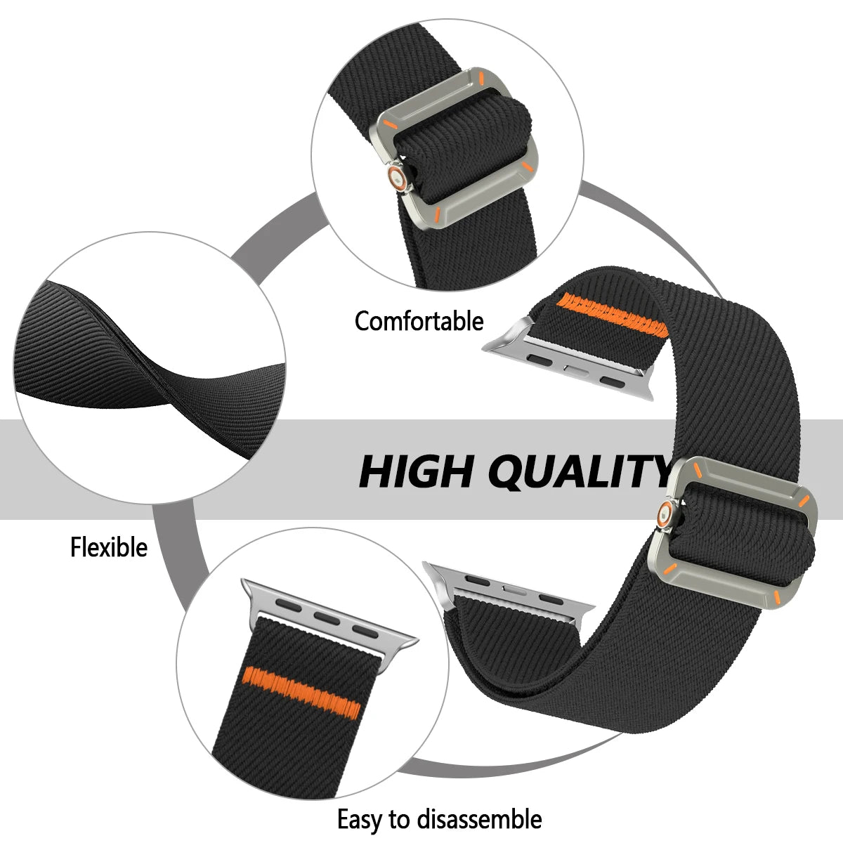 Nylon Elastic Strap for Apple Watch Ultra Band 46mm 45mm 44mm 42mm 49mm 40mm 41mm Series 11/10/9/8/7/6/5