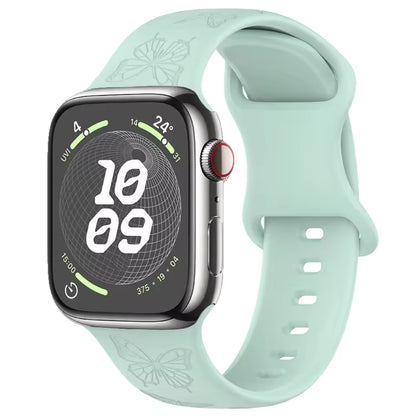 Engraved Pattern Silicone Strap for Apple Watch Band iWatch Series 10/9/8/7/Ultra2/6/5/4/SE2