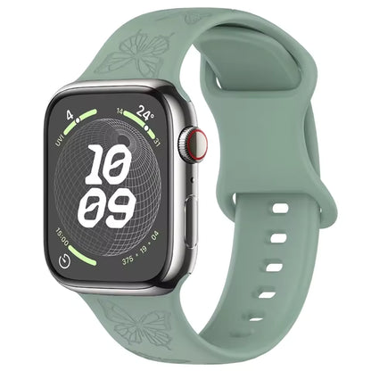 Engraved Pattern Silicone Strap for Apple Watch Band iWatch Series 10/9/8/7/Ultra2/6/5/4/SE2