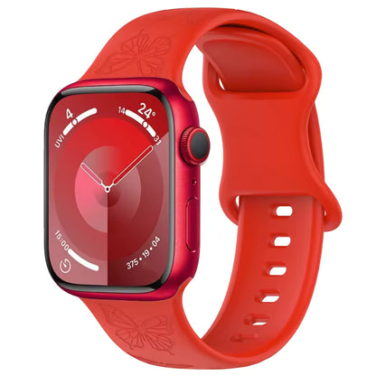 Engraved Pattern Silicone Strap for Apple Watch Band iWatch Series 10/9/8/7/Ultra2/6/5/4/SE2