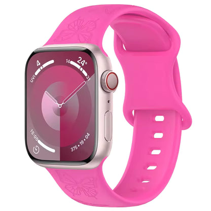 Engraved Pattern Silicone Strap for Apple Watch Band iWatch Series 10/9/8/7/Ultra2/6/5/4/SE2