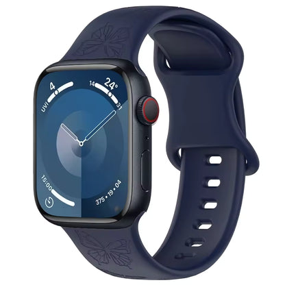 Engraved Pattern Silicone Strap for Apple Watch Band iWatch Series 10/9/8/7/Ultra2/6/5/4/SE2