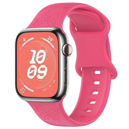 Engraved Pattern Silicone Strap for Apple Watch Band iWatch Series 10/9/8/7/Ultra2/6/5/4/SE2