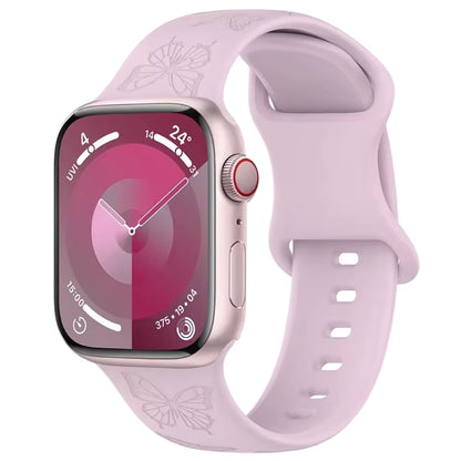 Engraved Pattern Silicone Strap for Apple Watch Band iWatch Series 10/9/8/7/Ultra2/6/5/4/SE2