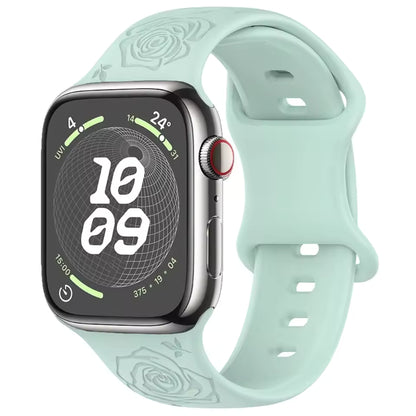 Engraved Pattern Silicone Strap for Apple Watch Band iWatch Series 10/9/8/7/Ultra2/6/5/4/SE2