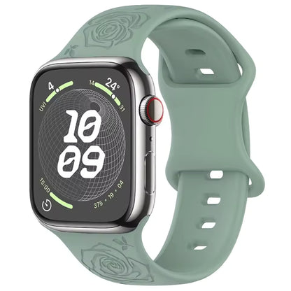 Engraved Pattern Silicone Strap for Apple Watch Band iWatch Series 10/9/8/7/Ultra2/6/5/4/SE2
