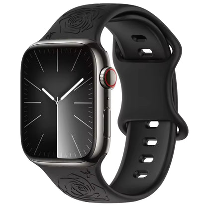 Engraved Pattern Silicone Strap for Apple Watch Band iWatch Series 10/9/8/7/Ultra2/6/5/4/SE2