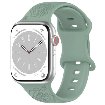 Engraved Pattern Silicone Strap for Apple Watch Band iWatch Series 10/9/8/7/Ultra2/6/5/4/SE2