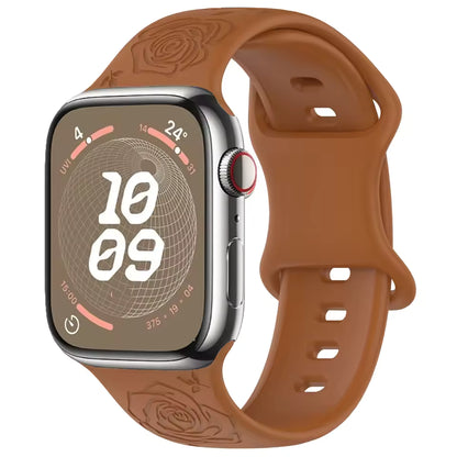 Engraved Pattern Silicone Strap for Apple Watch Band iWatch Series 10/9/8/7/Ultra2/6/5/4/SE2