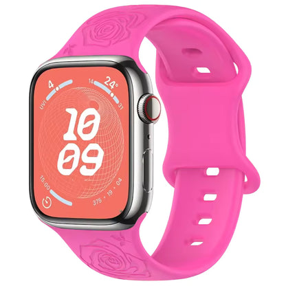 Engraved Pattern Silicone Strap for Apple Watch Band iWatch Series 10/9/8/7/Ultra2/6/5/4/SE2