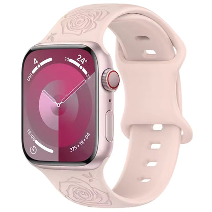 Engraved Pattern Silicone Strap for Apple Watch Band iWatch Series 10/9/8/7/Ultra2/6/5/4/SE2