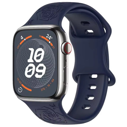 Engraved Pattern Silicone Strap for Apple Watch Band iWatch Series 10/9/8/7/Ultra2/6/5/4/SE2