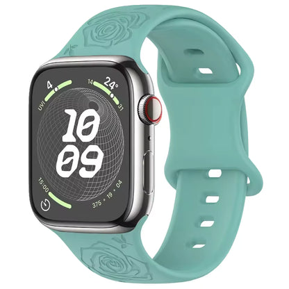 Engraved Pattern Silicone Strap for Apple Watch Band iWatch Series 10/9/8/7/Ultra2/6/5/4/SE2